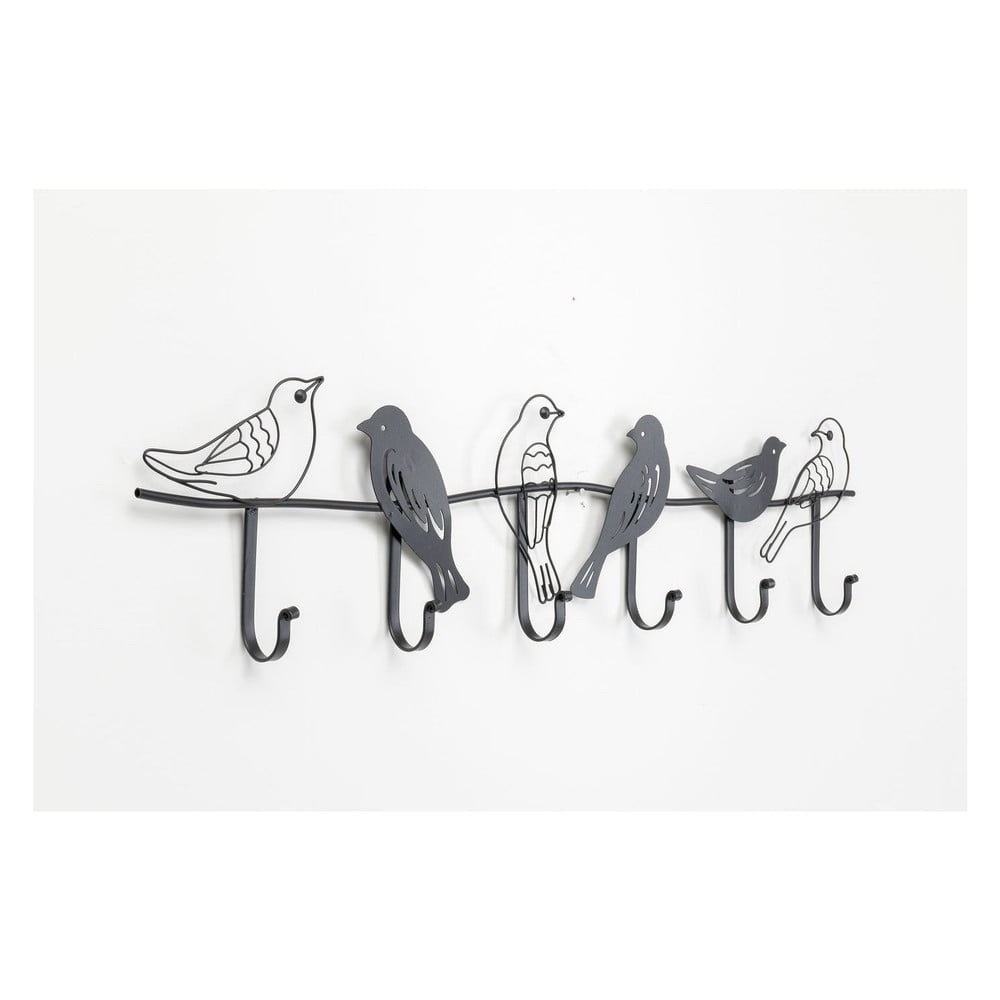Čierny kovový nástenný vešiak Kare Design Birds