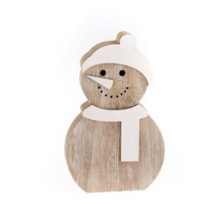 Drevená dekorácia v tvare snehuliaka Dakls
