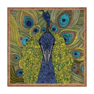 Drevený dekoratívny servírovací podnos Peacock
