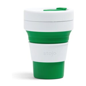 Bielo-zelený skladací cestovný hrnček Stojo Pocket Cup