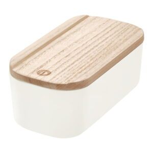 Biely úložný box s vekom z dreva paulownia iDesign Eco