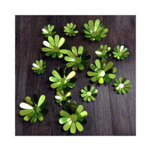 Sada 12 zelených adhezívnych 3D samolepiek Ambiance Flowers Chic