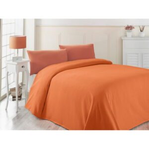 Oranžová ľahká prikrývka cez posteľ Oranj