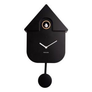 Čierne nástenné kyvadlové hodiny Karlsson Modern Cuckoo