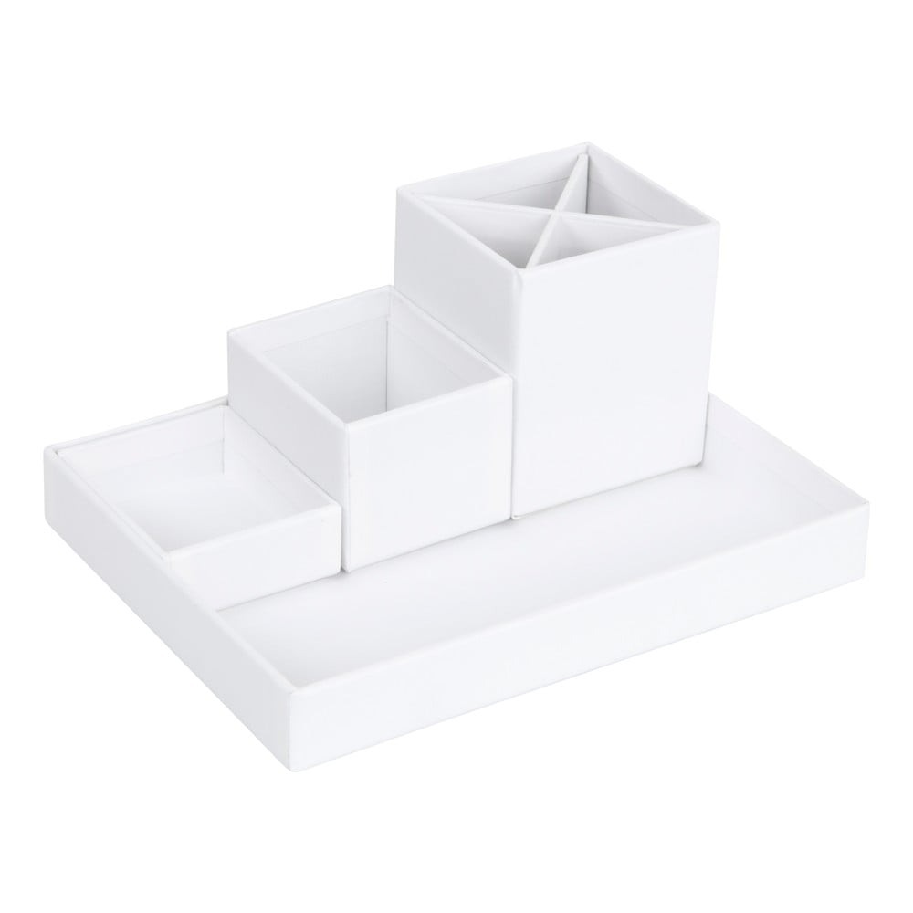 Biely 4-dielny stolový organizér na písacie pomôcky Bigso Box of Sweden Lena