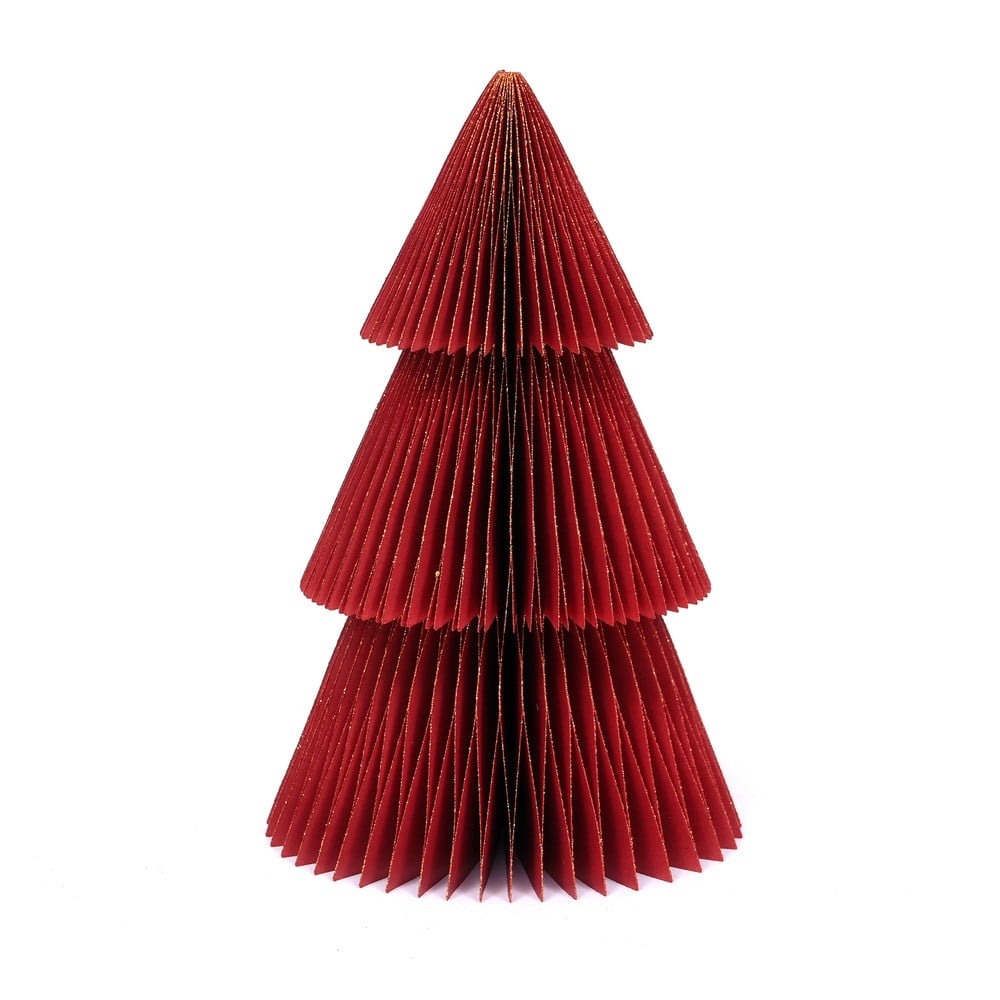 Trblietavá červená papierová vianočná ozdoba v tvare stromu Only Natural