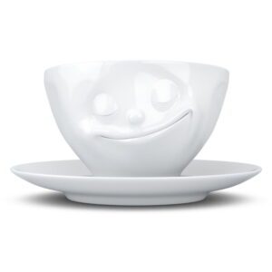 Biela šťastná porcelánová šálka na kávu 58products