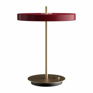 Vínovočervená LED stolová lampa so stmievačom s kovovým tienidlom (výška  41